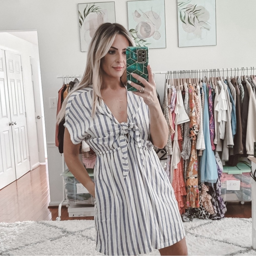 Rails Stripe Front Self Tie Mini Casual Dress - image 4